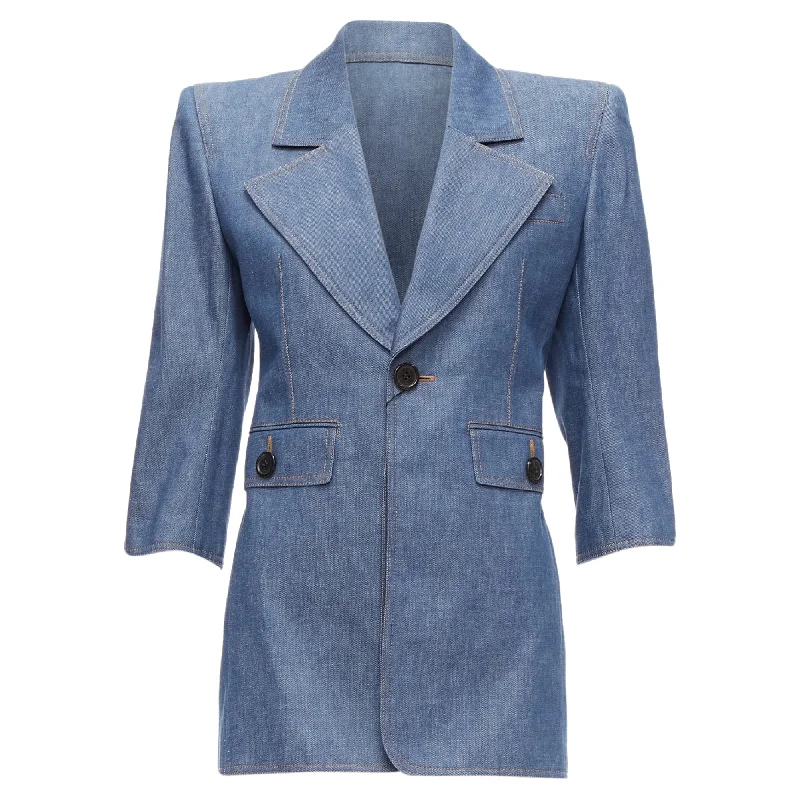 Limited Quantities Saint Laurent denim Power shoulder blazer mini dress