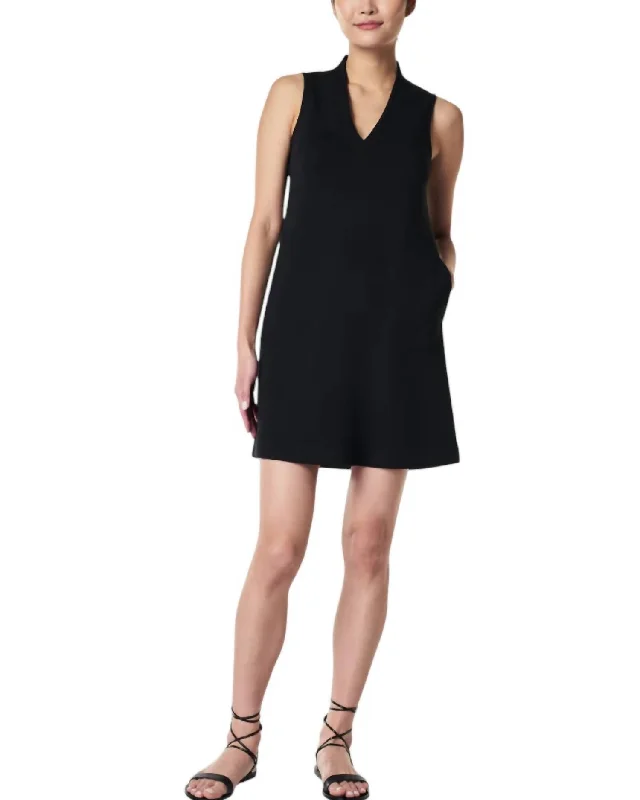 Chic Styles Airessentials V-Neck Mini Dress In Very Black