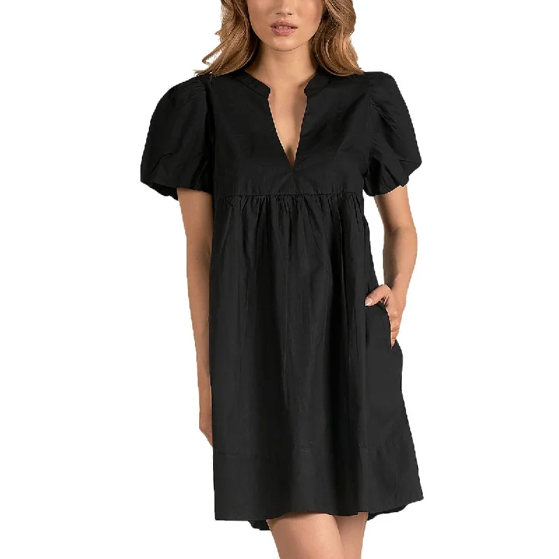 Graceful Cut Womens V-Neck Tiered Mini Dress