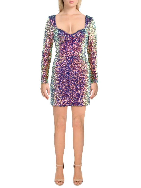 Chic Style Danica Womens Mesh Sequined Mini Dress