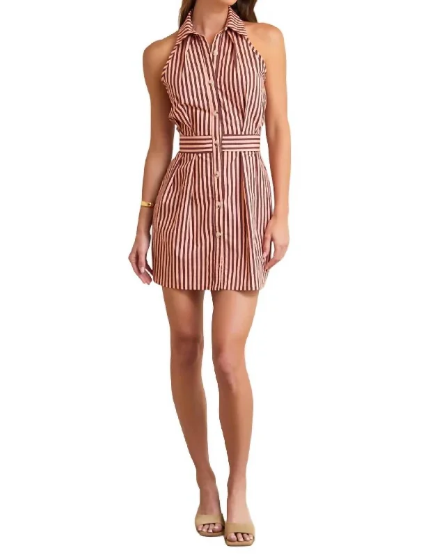 Limited Styles Domino Mini Dress In Oxblood Stripe