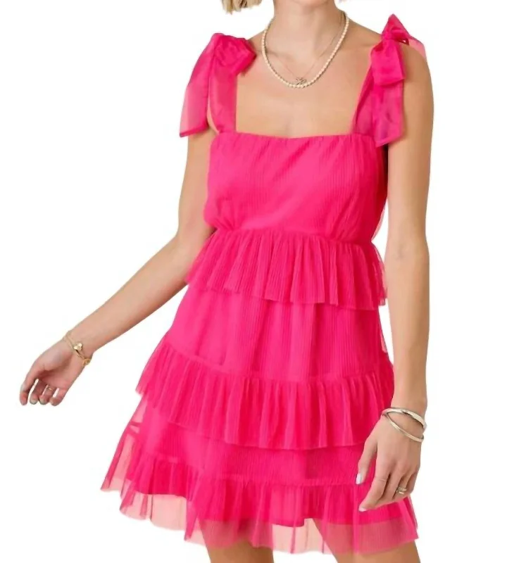 Timeless Elegant Erin Mini Dress In Hot Pink