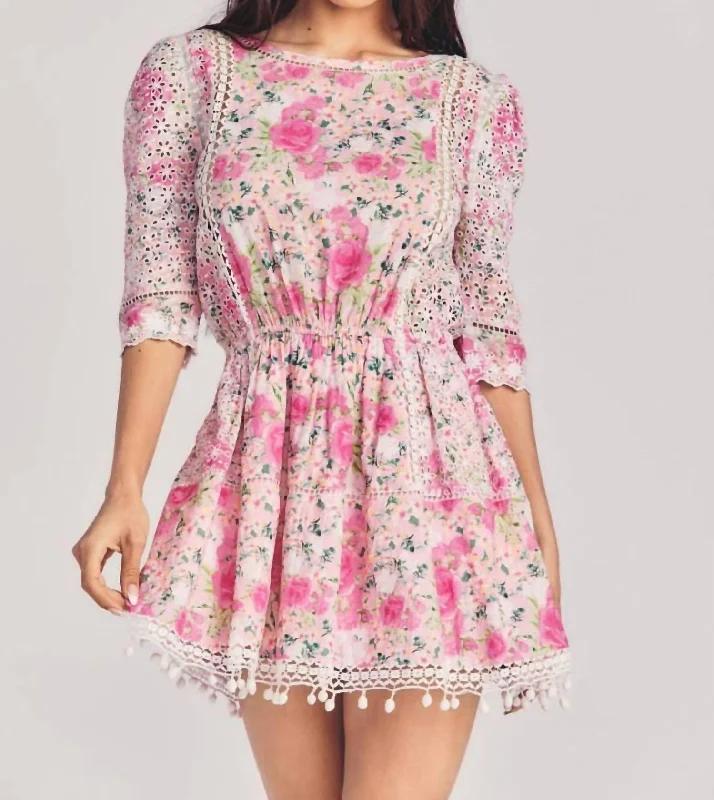 Effortless Style Novalie Mini Dress in Magenta Flower Fields