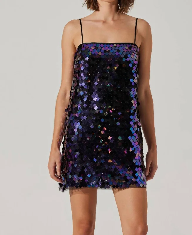 Mother'S Day Special Porscha Sequin Mini Dress In Purple Multi