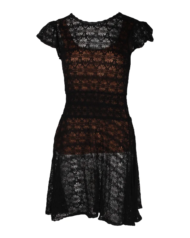 Fashion Forward Red Valentino Knit Mini Dress in Black Cotton