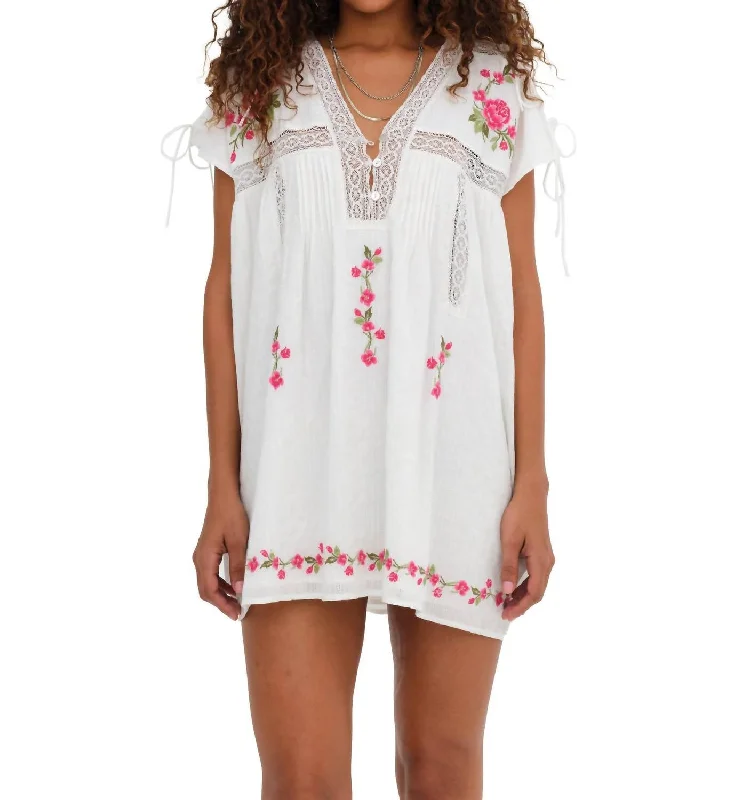 Casual Chic Jolene Embroidered Mini Dress In White