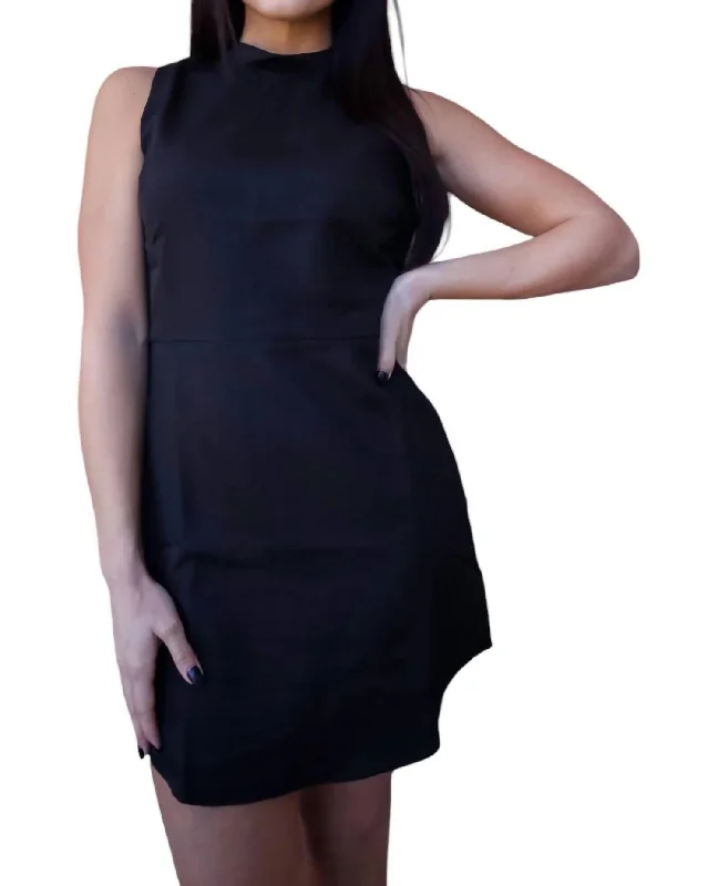 Limited-Time Offer Heather Mock Neck Sleeveless Mini Dress In Black