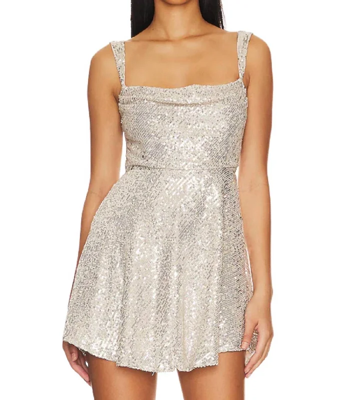 Feminine Allure Candice Mini Dress In Silver