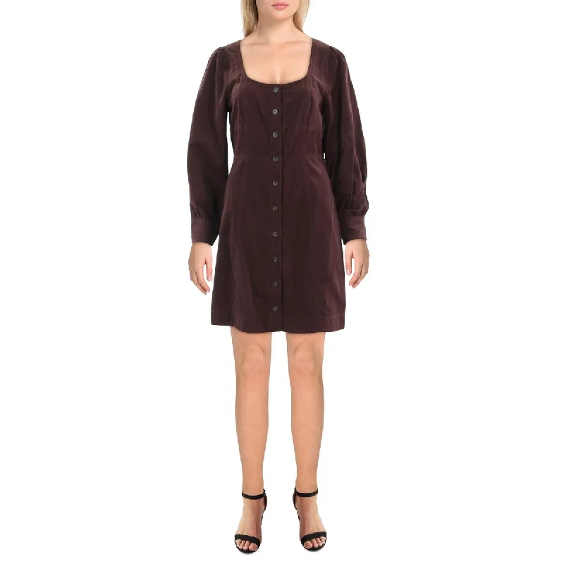 Feminine Allure Womens Corduroy Short Mini Dress