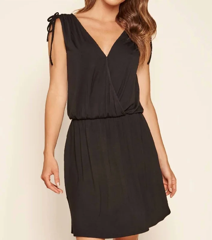 Fashionista Favorites Sedona Surplice Mini Dress In Black