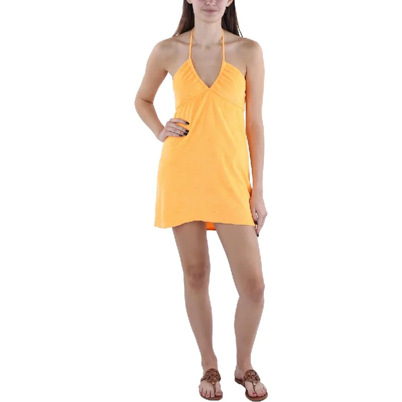 Save Big Womens Terry Cloth Halter Mini Dress