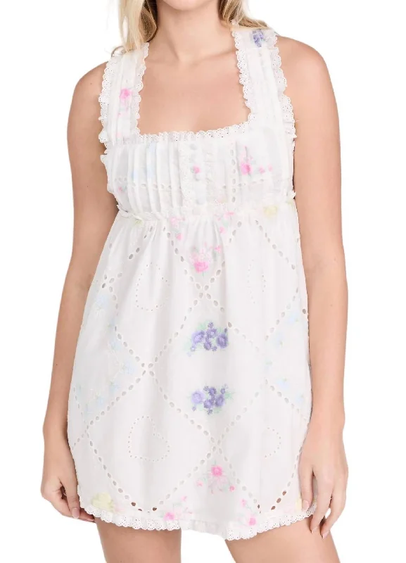 Buy More, Save More Andrea Embroidered Mini Dress In White