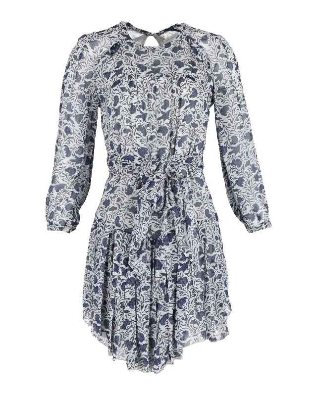 Fashion Sale Isabel Marant Printed Mini Dress in Blue Silk