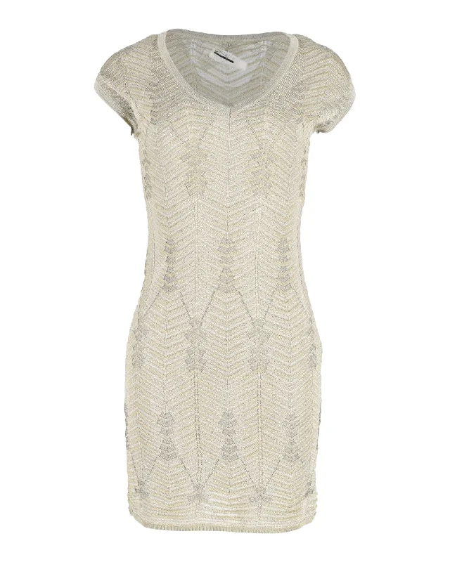 Father'S Day Deals M Missoni V-Neck Mini Dress in Beige Viscose