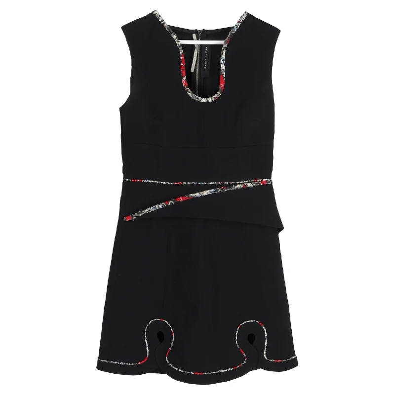 Limited Quantities Roland Mouret Conrad Embroidered Crepe Mini Dress in Black Viscose