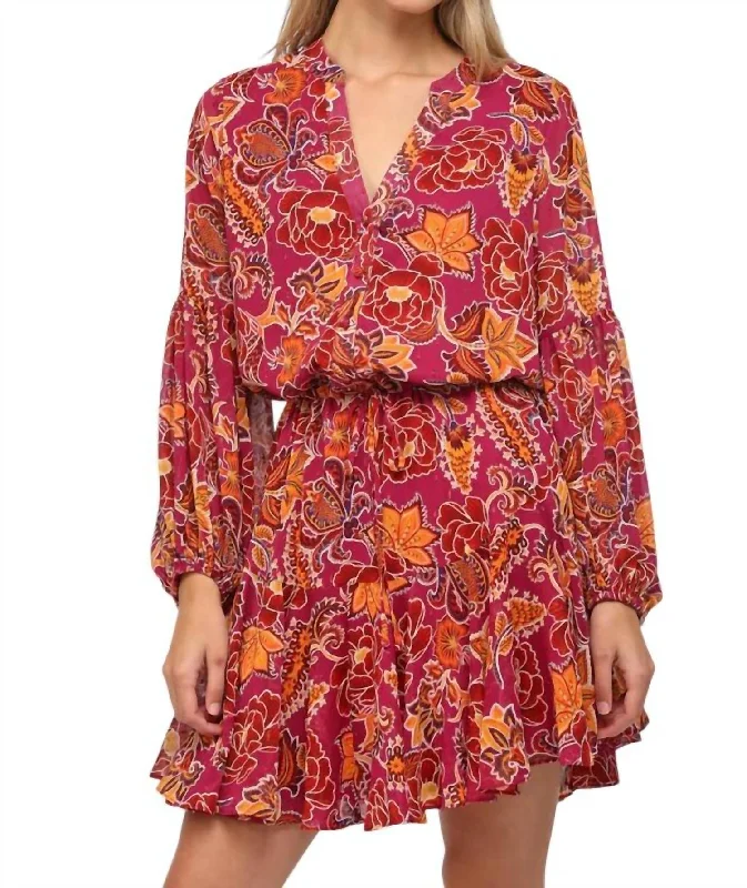 Effortless Grace Ruffle Mini Dress In Sangria