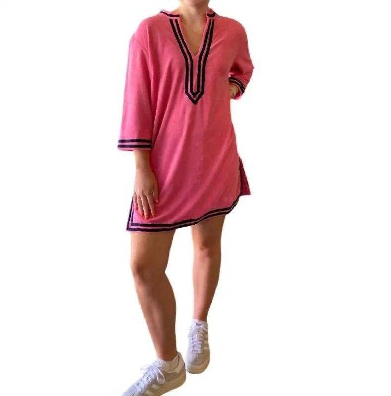 Effortless Style Kaftan Mini Dress In Pink,navy