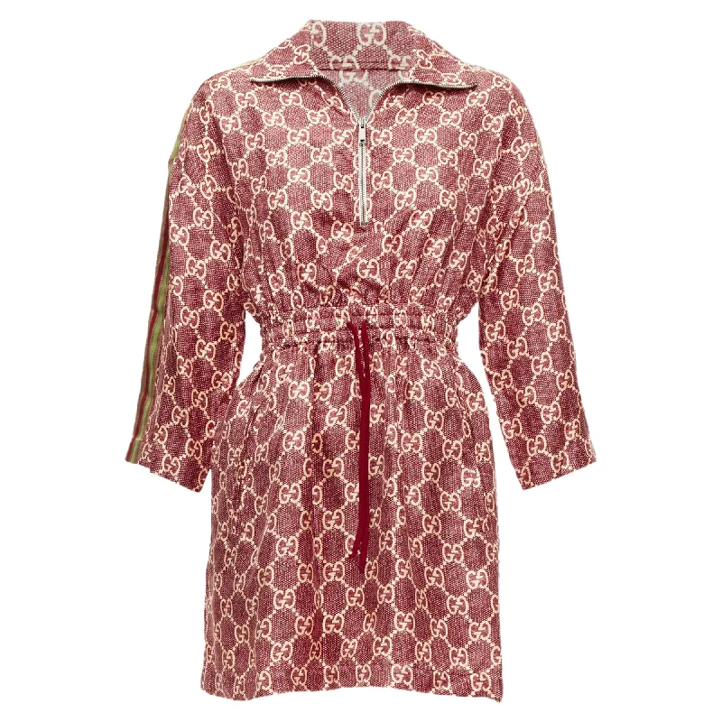 Statement Piece Gucci silk GG Supreme monogram print web trim mini dress