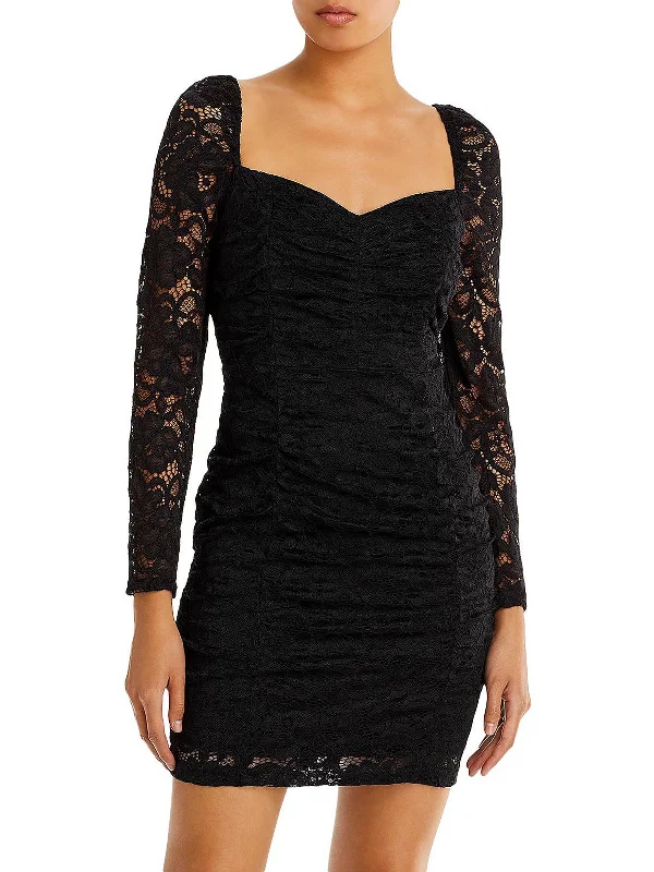 Refined Look Womens Lace Short Mini Dress