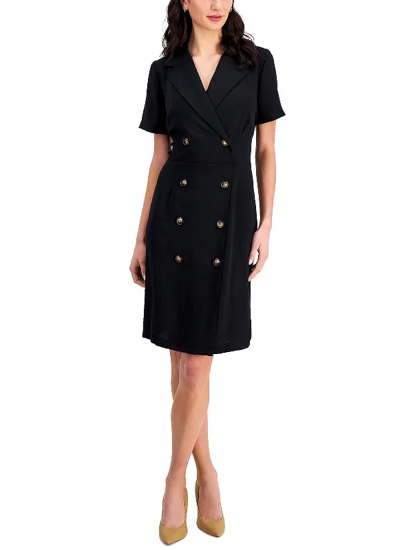 Discounts On Casual Weekend Styles Womens Double-Breasted Sheath Mini Dress