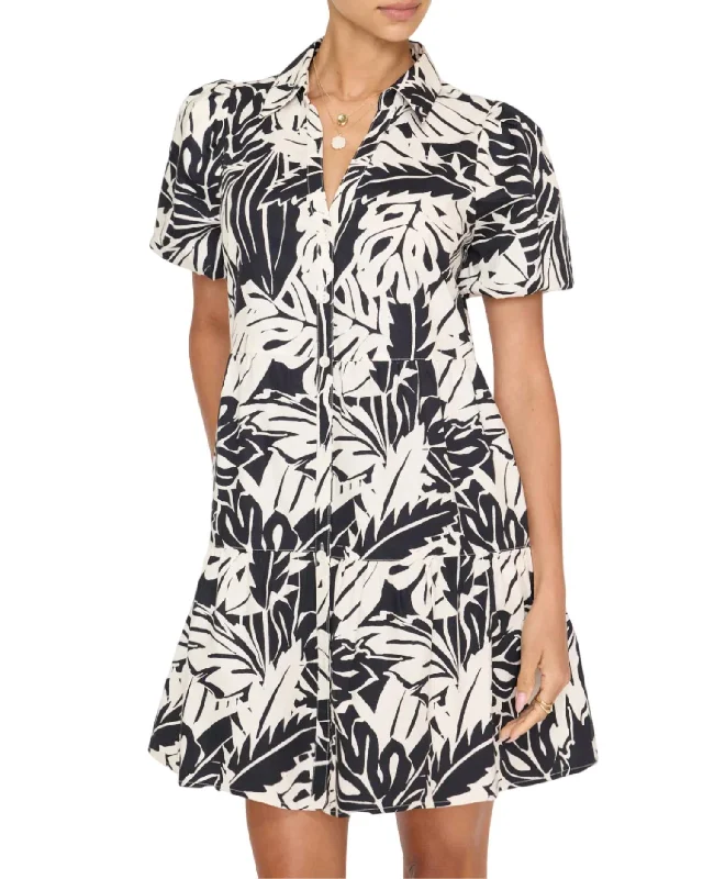 Elegant Attire Palm Leaf Mini Dress In Naples Spumante