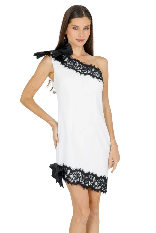 Vintage Charm Zeena One Shoulder Lace Mini Dress