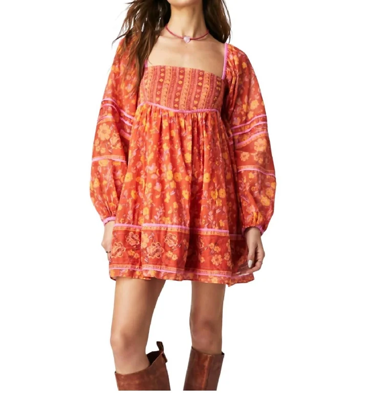 Spring Fashion Endless Afternoon Mini Dress In Chili Combo