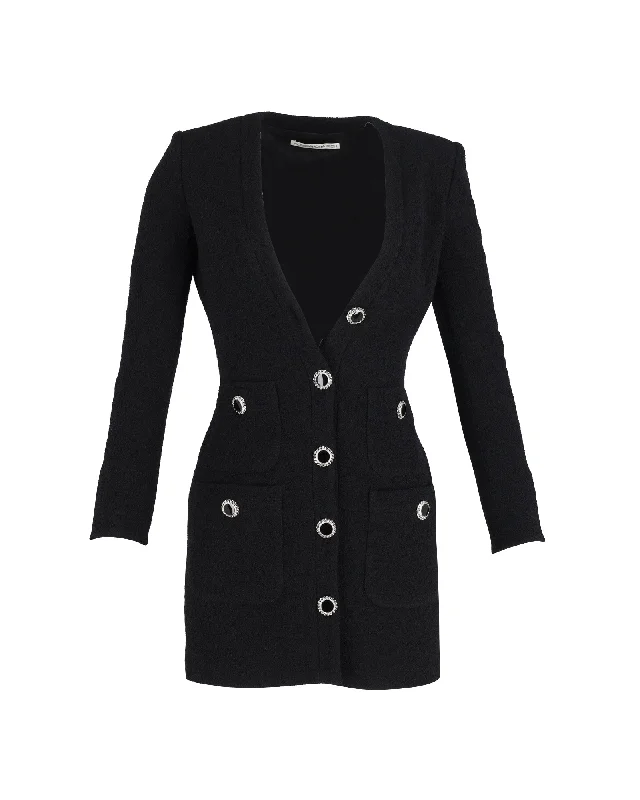 Holiday Sale Alessandra Rich Blazer-Style Mini Dress in Black Wool