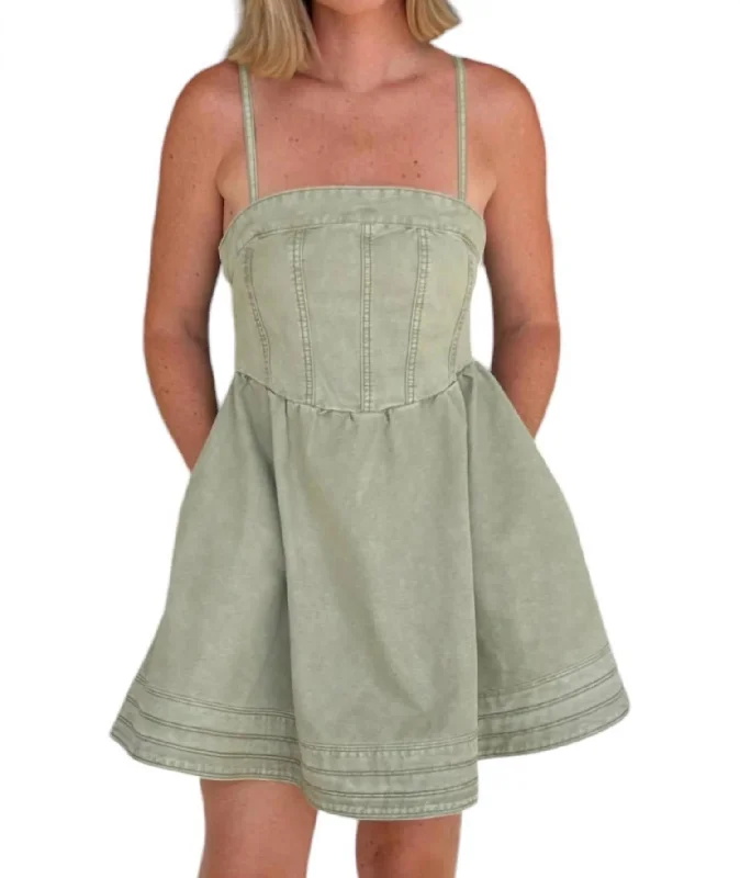 Casual Chic Perk Up Mini Dress In Washed Olive