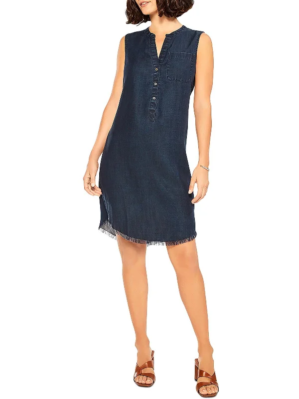 Summer Essentials Womens Chambray Sleeveless Mini Dress