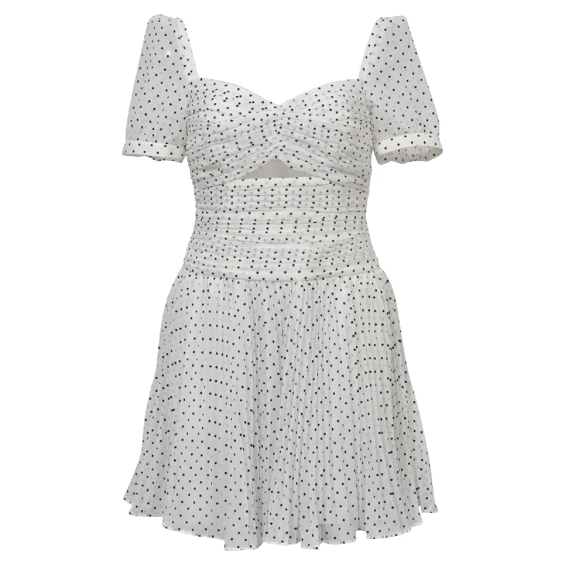 Artful Design Self-Portrait Polka Dot Mini Dress in White Polyester