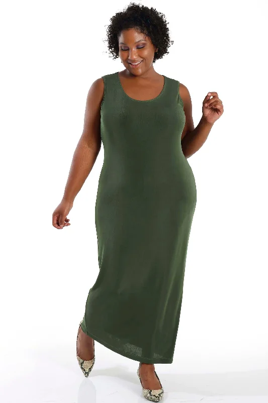 Women's Clothing Vikki Vi Classic Olive Maxi Tank Dress