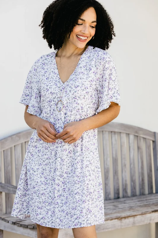 Trend Alert Lucky In Love Lavender Purple Ditsy Floral Dress