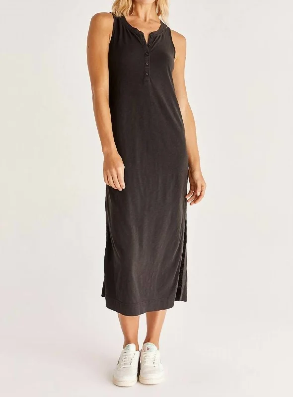 Special Occasion Wear Zelda Slub Maxi Dress In Black