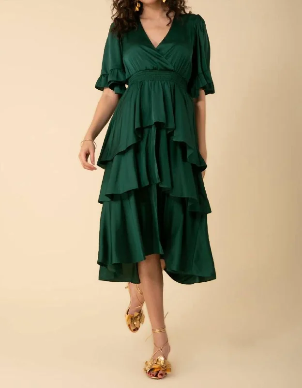 Celebrate With Big Savings Joy Tiered Midi Dress In Green