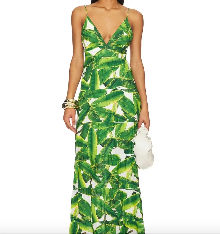 Wardrobe Update Karolina Maxi Dress In Sun Palm Off White