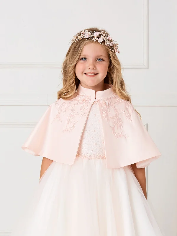 Limited Quantities Party Girl Lace Applique Satin Cape Dress by TIPTOP KIDS - AS7912