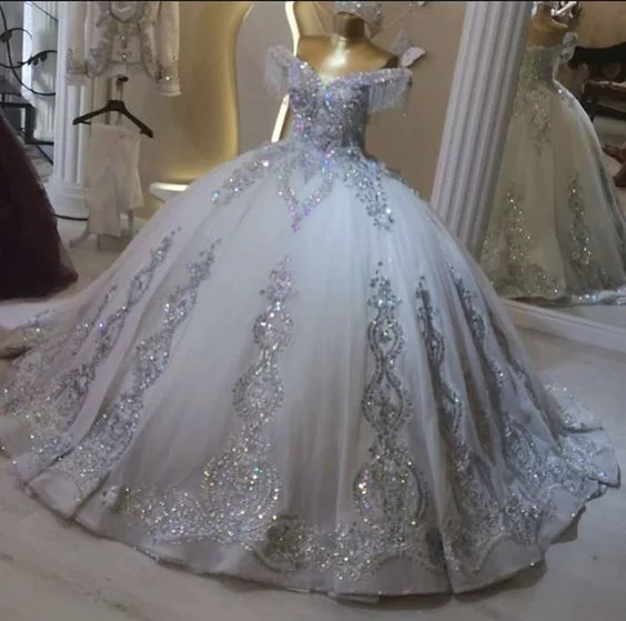 Seasonal Fashion Shiny Silver Quinceanera Dress Ball Gown Sweet 16 Dress Y6293