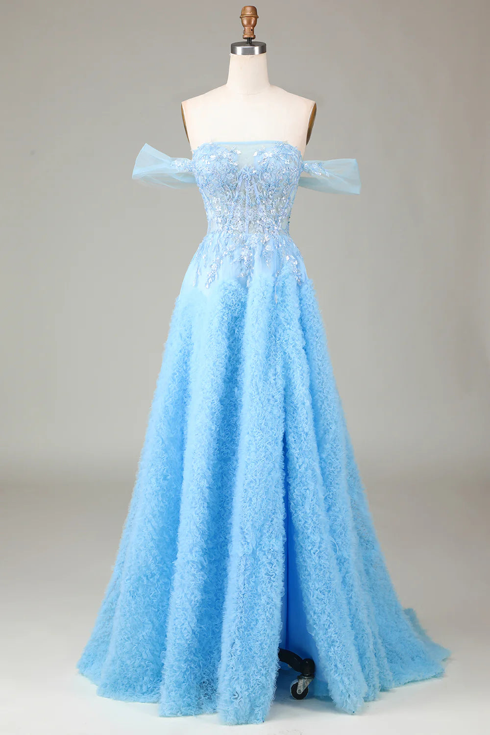 Limited - Time Bundle Amzcw Sparkly Blue A Line Off The Shoulder Prom Dress With Sequins prom dresses with long sleeves