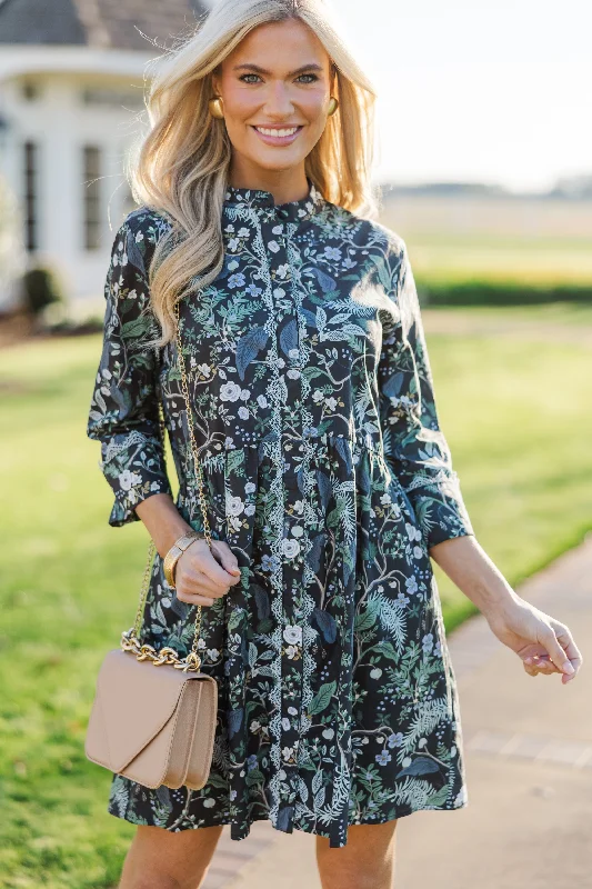 Update With Cottagecore Styles Always The One Navy Blue Floral Shift Dress