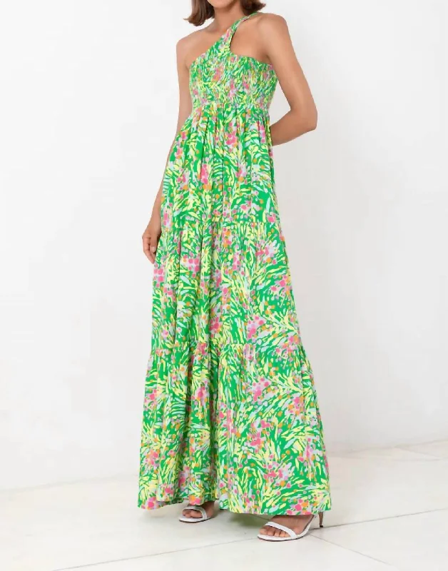 Trend Alert Centred One Shoulder Maxi Dress In Ischia