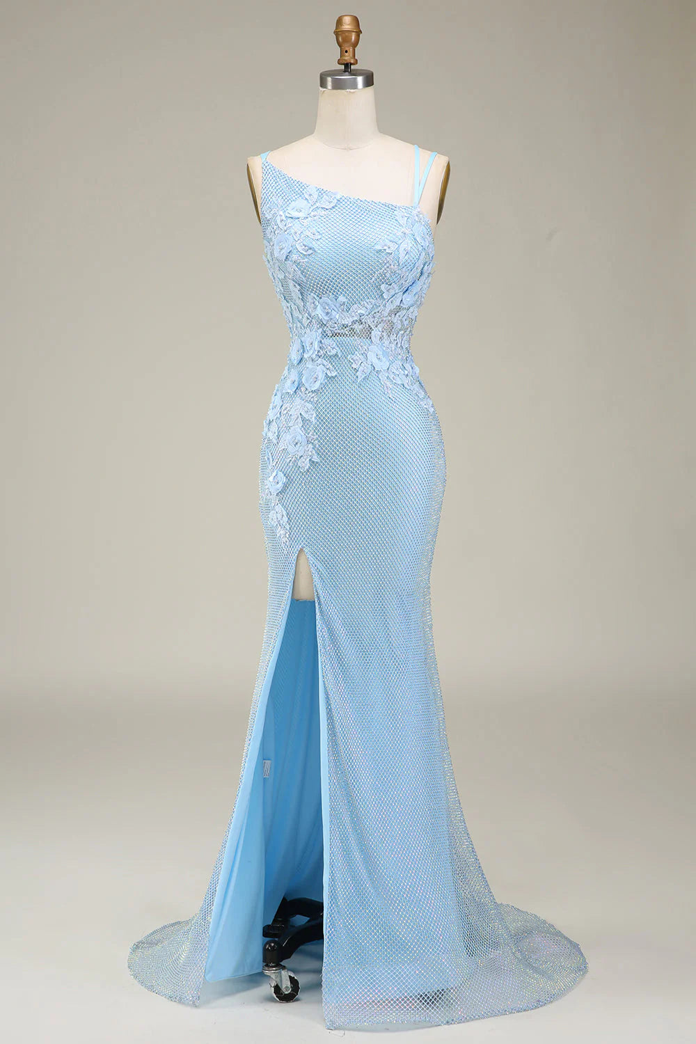 Last Chance Sale Amzcw Stylish Light Blue Mermaid Long Prom Dress with Appliques prom dresses with long sleeves