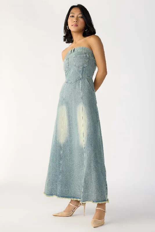Women's Elegant Evening Outfit Strapless Washed A-line Dress