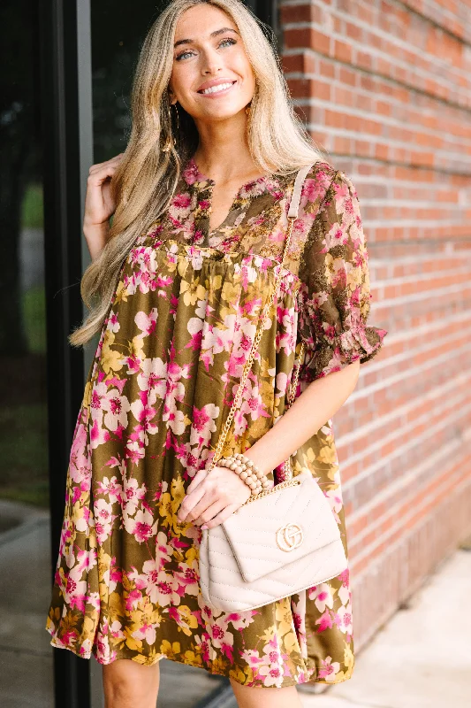 Update With Cottagecore Styles Mean Something Khaki Brown Floral Dress