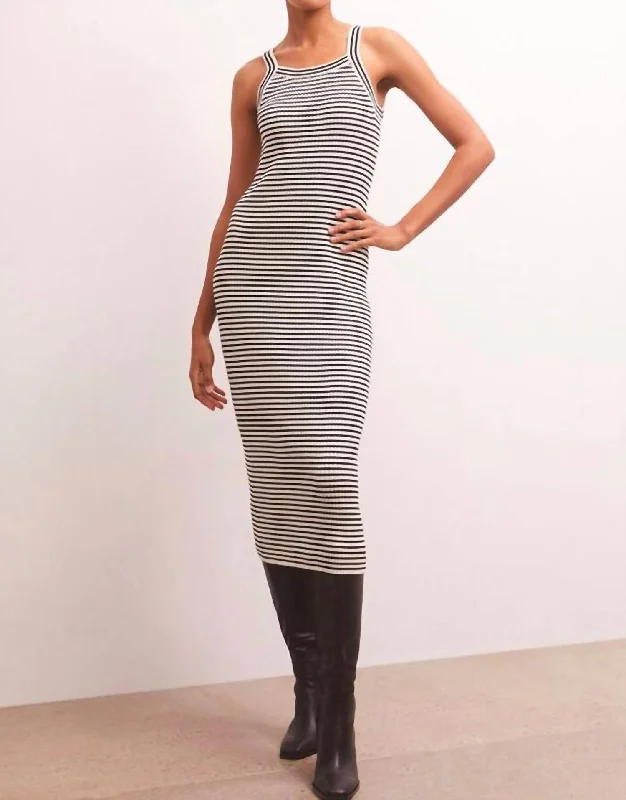 Winter Warm - Up Sale Brooks Stripe Midi Dress In Black