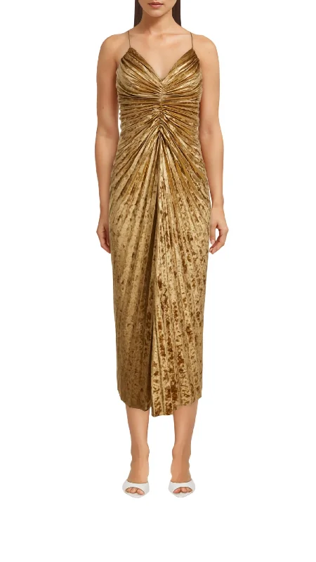 Wardrobe Update Marylin Midi Dress In Gold