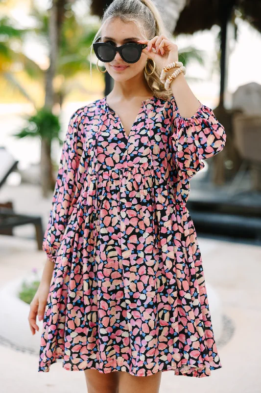 Summer Essentials Tell It All Black Floral Babydoll Dress