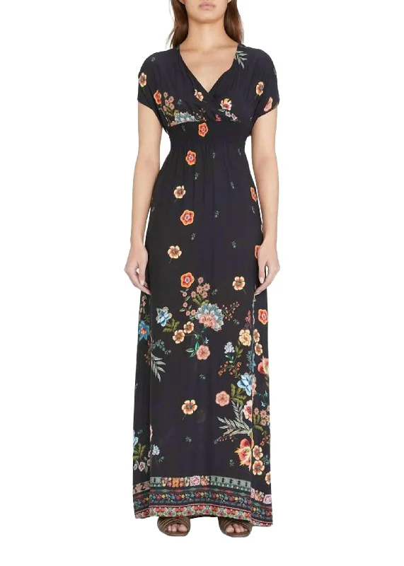 Score Big On Glamorous Red - Carpet Styles Ardell Smocked Maxi Dress in Multi