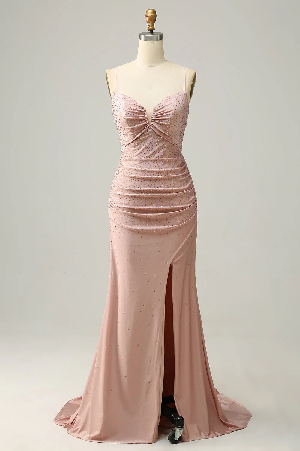 Chic Style Amzcw Blush Mermaid Spaghetti Straps Long Prom Dress with Beading prom dresses with long sleeves