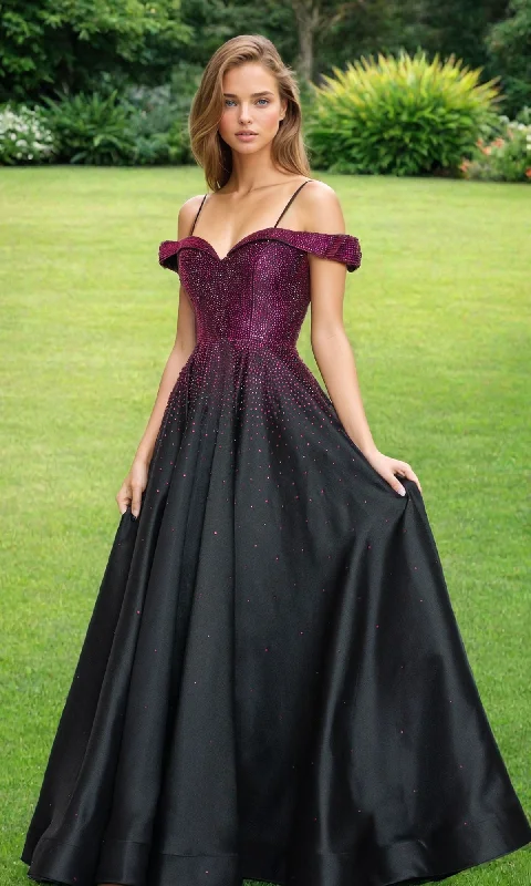 Summer Splash Sale Cold-Shoulder Beaded Long Prom Ball Gown 9278